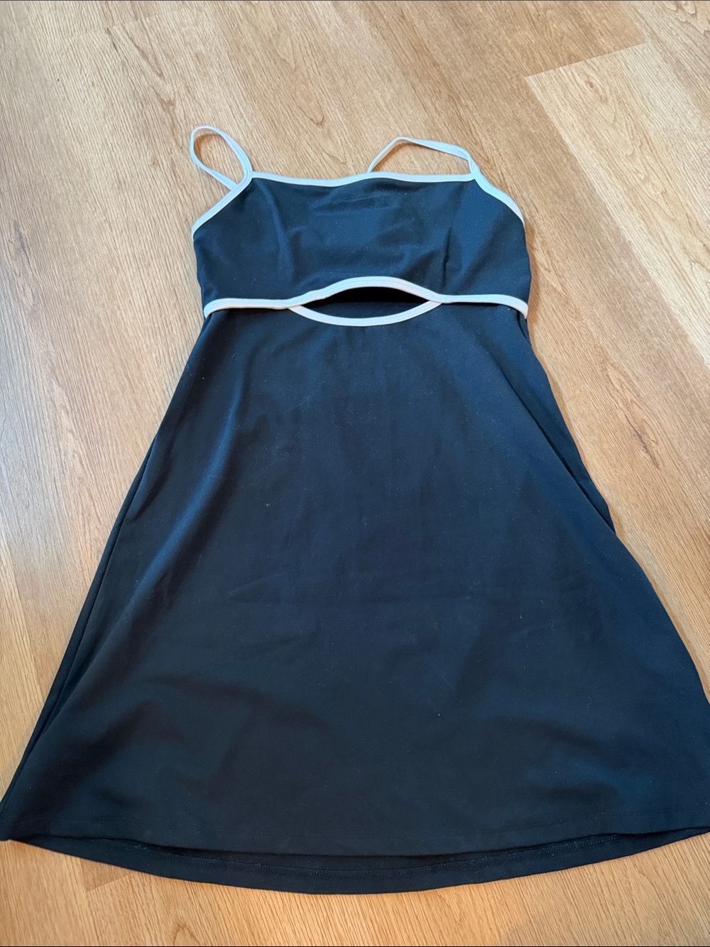 wild fable Black Tank Top with Cream Trim and Thin Straps
